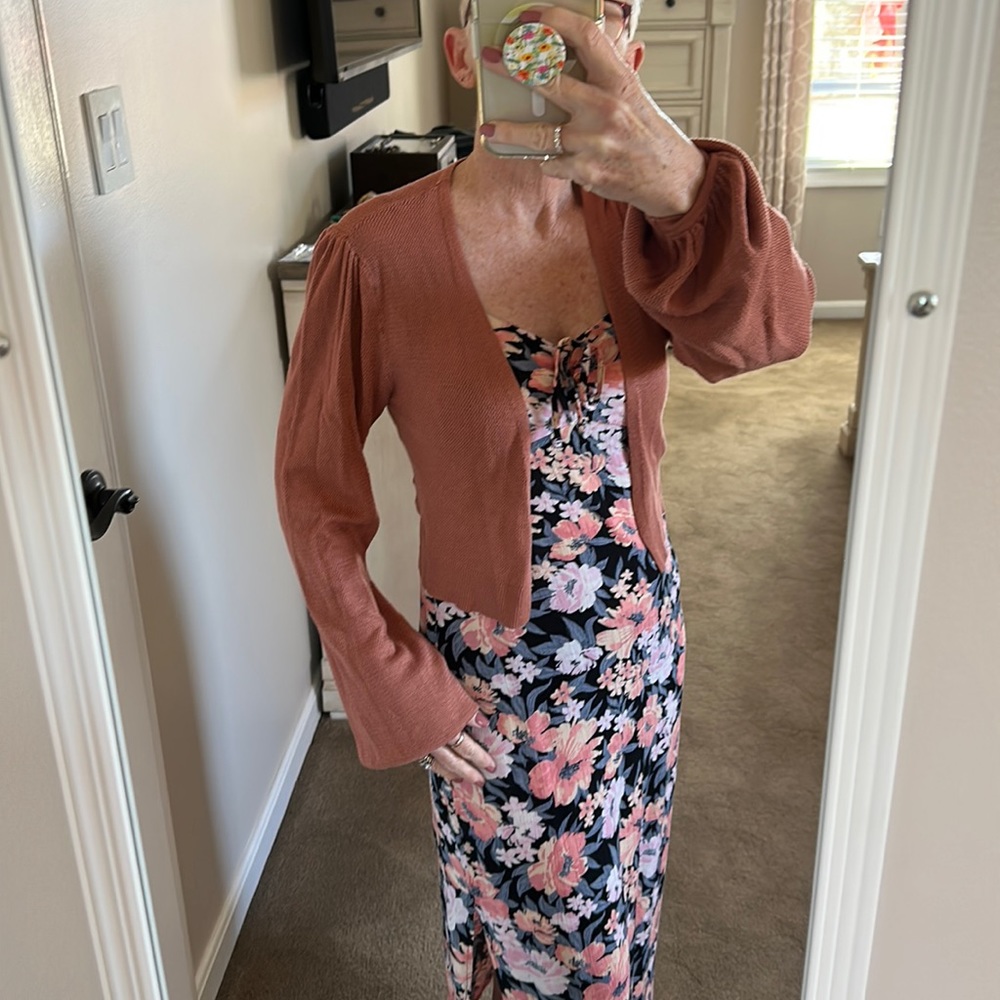 Nine West Balloon Sleeve Open Front Cardigan